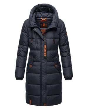 Marikoo Damen Winterjacke – Lange Steppjacke mit Kapuze & vielen Taschen
