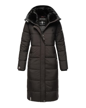 Marikoo Damen Winterjacke – Lange Steppjacke mit abnehmbarer Kapuze