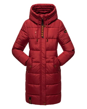 Marikoo Damen Winterjacke – Lange Steppjacke mit Kapuze & vielen Taschen