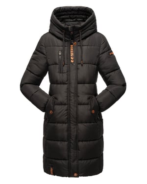 Marikoo Damen Winterjacke – Lange Steppjacke mit Kapuze & vielen Taschen