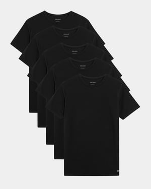 Basic T-Shirt in Schwarz (5er Pack)