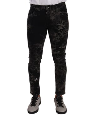 Marmorierte Skinny Jeans