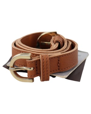 Scervino Street Lichtbraun Leder Gold Doppel-Schnallen Taillengürtel