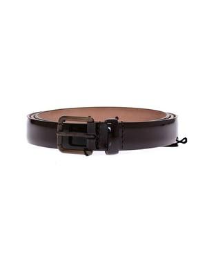 Dolce & Gabbana Brauner Leder-Logo-Gürtel Cintura Gürtel