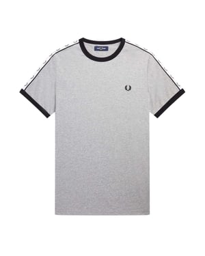 Fred Perry Herren Taped Ringer T-Shirt Stahl Marl