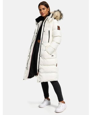 Marikoo Damen Winterjacke – Schneesternchen, lang mit Kapuze & Fellkragen