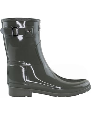 Hunter Refined Kurz-Glanz Damen Gummistiefel Grau