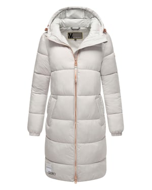Marikoo lange Damen Steppjacke mit Kapuze & Kragen – Modell Nomadiaa