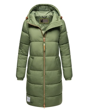 Marikoo lange Damen Steppjacke mit Kapuze & Kragen – Modell Nomadiaa