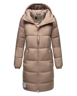 Marikoo lange Damen Steppjacke mit Kapuze & Kragen – Modell Nomadiaa