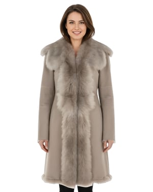 Damen-Trenchcoat aus hellgrauem toskanischem Schafveloursleder – Celeste