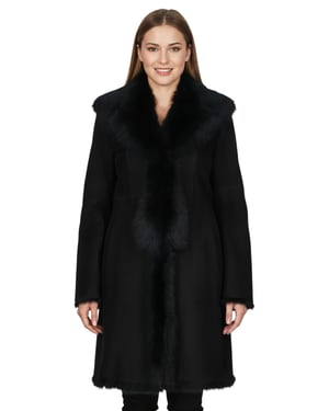 Schwarzer Damen-Trenchcoat aus toskanischem Schafveloursleder – Celeste