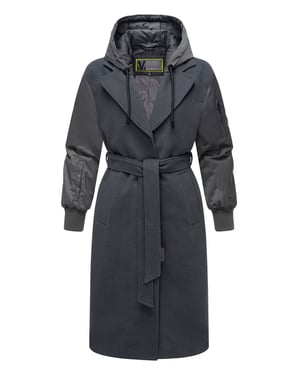 Marikoo Damen Wickelmantel mit Kapuze & Gürtel – Modell Tjadee
