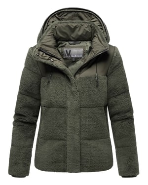 Marikoo Damen Teddy Puffer Jacke mit Kapuze & Reißverschluss – Kaguraa