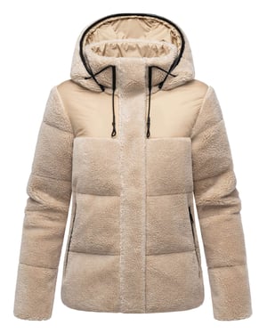 Marikoo Damen Teddy Puffer Jacke mit Kapuze & Reißverschluss – Kaguraa