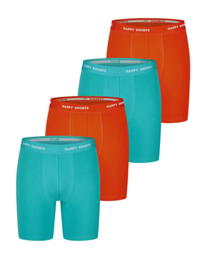 Happy Shorts Herren Retro Boxer Neon Long 4-Pack Retroshorts, Vintage Boxer,
