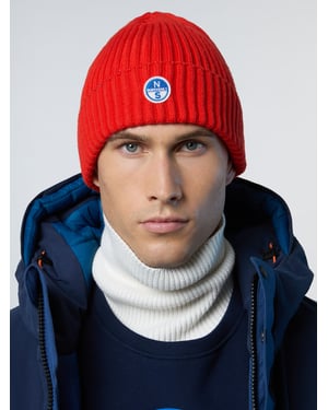 North Sails Beanie Breiter Rippstrick mit Logo-Patch