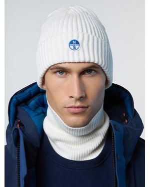 North Sails Beanie Breiter Rippstrick mit Logo-Patch