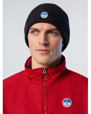 North Sails Beanie Micro-Rib-Strick mit Logo-Patch