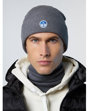 North Sails Beanie Micro-Rib-Strick mit Logo-Patch