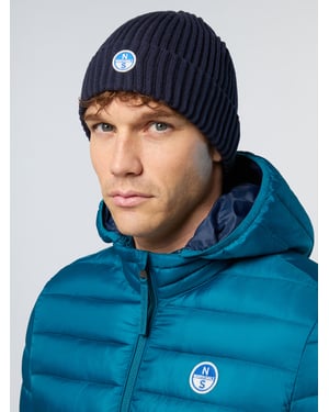 North Sails Beanie Breiter Rippstrick mit Logo-Patch