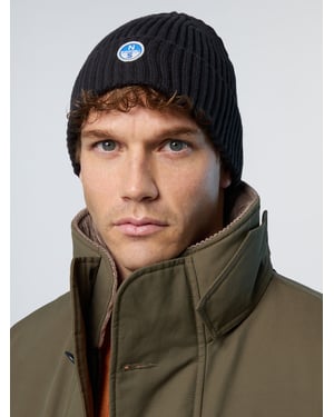 North Sails Beanie Breiter Rippstrick mit Logo-Patch