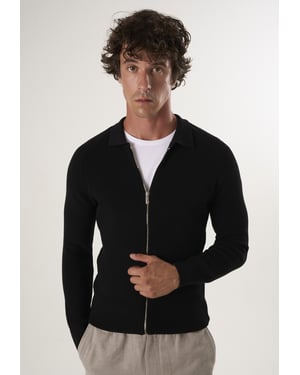 Strickjacke Strickjacke Mit Durchgehendem Reißverschluss