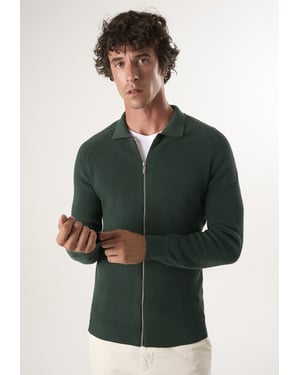 Strickjacke Strickjacke Mit Durchgehendem Reißverschluss