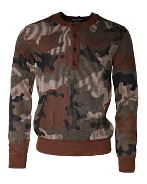 Tarnmuster Strick-Henley-Pullover