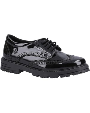 Hush Puppies - Patent Schul-Uniform-Schuhe für Mädchen, Leder (Schwarz)