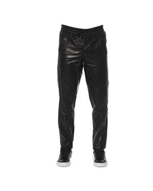 Leder Jogginghosen mit elastischem Bund, entspannte Passform