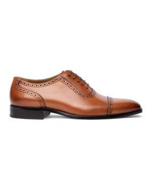 Chapman & Moore Herren-Oxford-Schuhe aus hellbraunem Leder mit halbbrogueartiger Kappe