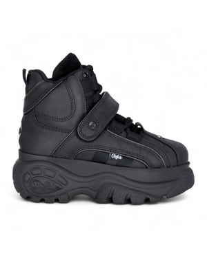 Buffalo Damen-Plateau-Stiefeletten aus schwarzem Leder – 1348-14 2.0