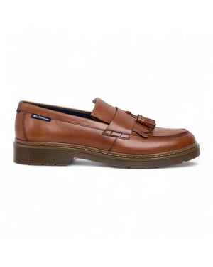 Ben Sherman Herren-Slipper aus hellbraunem Leder mit Quasten - Dudley