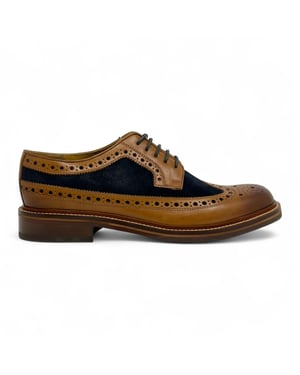 Chapman & Moore Herren-Brogues aus hellbraunem Leder und marineblauem Wildleder, Oxford-Schuhe