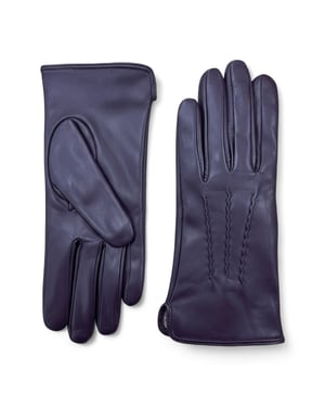 Lila Damen-Autofahrerhandschuhe aus italienischem Leder mit weichem Wollfutter und Winter-Ziernahtdesign