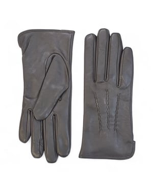 Braune Damen-Autofahrerhandschuhe aus italienischem Leder mit weichem Wollfutter und Winternahtdesign