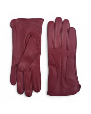 Rote Damen-Autofahrerhandschuhe aus italienischem Leder mit weichem Wollfutter und Winternahtdesign