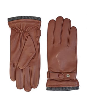 Herrenhandschuhe aus hellbraunem italienischem Leder mit warmem Wollfutter, ideal für Winter, Radfahren, Autofahren und Freizeit.