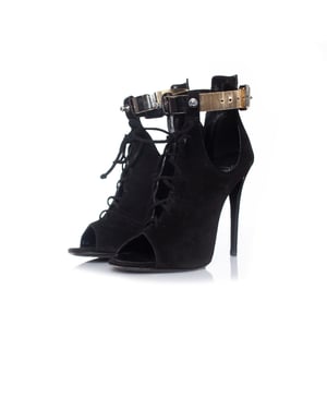 Giuseppe Zanotti x Anja Rubik Gladiator-Sandalen aus schwarzem Wildleder