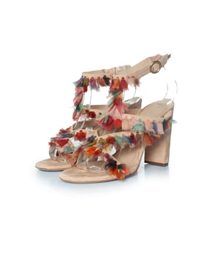Chloe Seidensandalen Liz mit Blockabsatz und Quasten