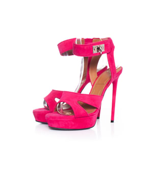 Givenchy rosa Wildleder-Plateausandalen mit Haifischmotiv