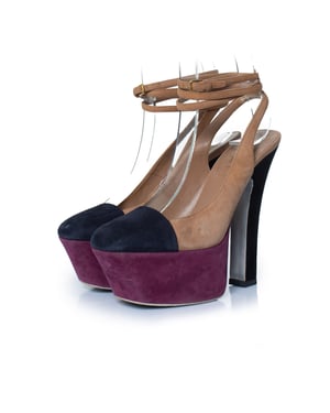 Yves Saint Laurent dreifarbige Wildleder-Plateaupumps
