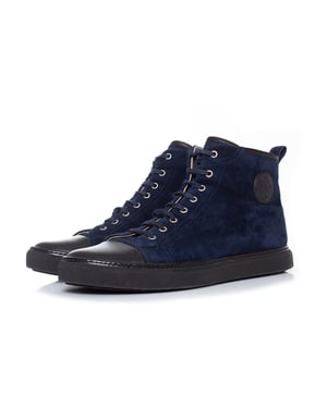 Hermes blaue Wildleder-Sneaker mit hohem Schaft