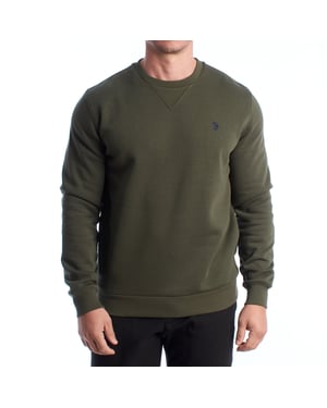 U.S. Polo Assn Herren Fleece-Sweatshirt mit Rundhalsausschnitt, Modell US42187035 - Grün