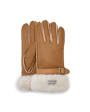 Stulpenhandschuhe aus kastanienbraunem Leder