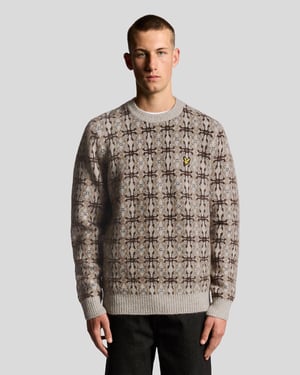 Lyle & Scott Strickpullover mit gebürsteter Intarsienstruktur – Grau