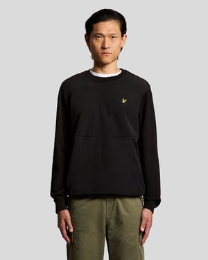 Lyle & Scott Sweatshirt mit halben Raglanärmeln und Einsätzen - Schwarz
