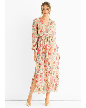 Gini London Multi-Jacquard-Chiffon-Midikleid - Blumenmuster