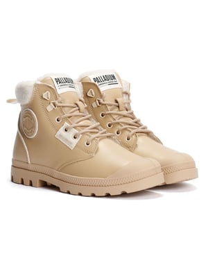 Palladium Pampa HI Snow Warm Leder Damen Beigefarbene Stiefel